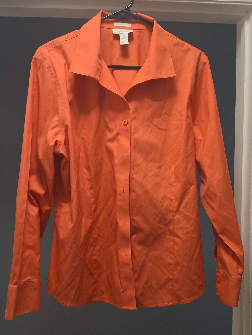 Chico's Bright Orange Long-Sleeve Button Front Blouse